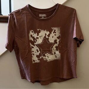 Rock & Roll Cowgirl Brown Star Tee